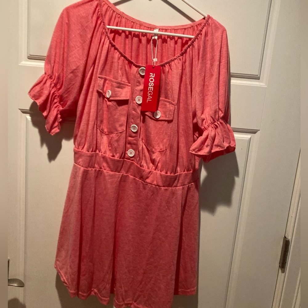 Rosegal pink 1X pocketed dress/ dress shirt women’s